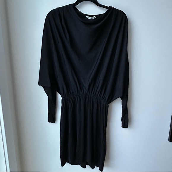 Zara Black Dress Gathered Elastic Waistband - Picture 3 of 5